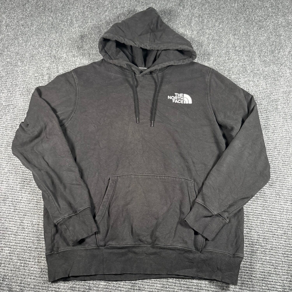 The North Face Hoodie Mens Large Black Excellent Box Logo Pullover Graphic